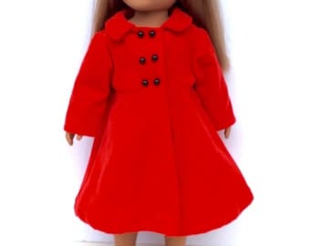 18 Inch Doll Clothes, Red Velveteen Coat, Red Doll Coat, Winter Doll Clothes