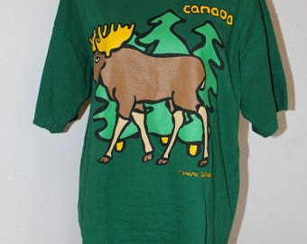 Vintage 90's Marc Tetro Green Moose T Shirt