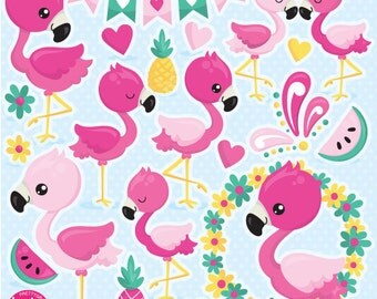 80% OFF SALE Flamingo clipart commercial use, Flamingo vector graphics, flamingos digital clip art, bird digital images - CL1059
