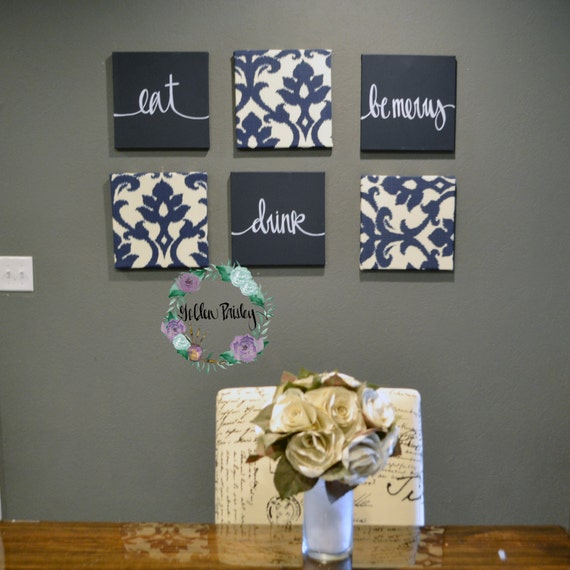 eat drink be merry navy home decor wall 6 pack canvas eat drink be merry navy home decor wall 6 pack canvas