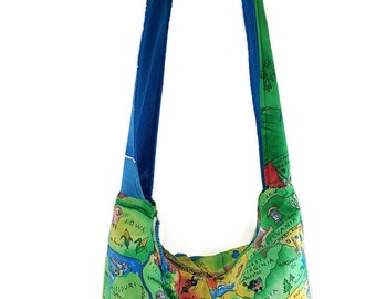 United states bag, map bag, map purse, hobo bag, boho bag, crossbody bags, 50 states bag, Ohio bag, states purse, states bag, slouch bag