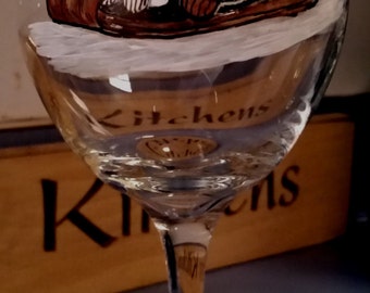 Charlie Brown & Snoopy on Wine Glass