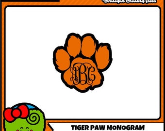 Tiger Paw SVG Paw Print SVG Monogram svg Paw Print Monogram Commercial Free Cricut Files Silhouette Files Digital Cut Files