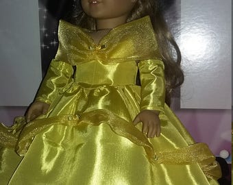 Belle ball gown made for 18" dolls like the American Girl doll