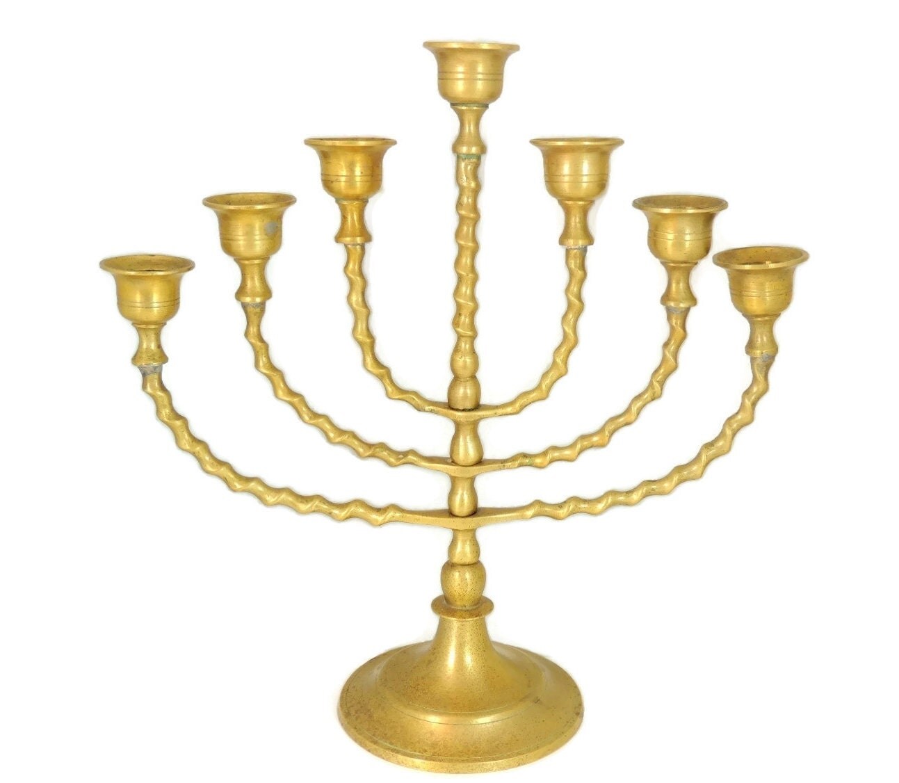 Vintage Brass Menorah 7 Branch c1940s