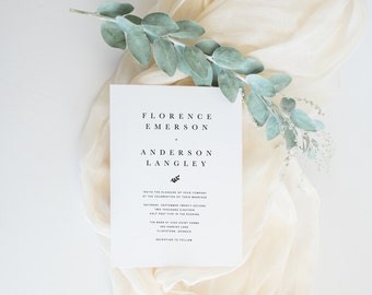 Printable Wedding Invitation Set | Simple Invitation Set | Minimalist Wedding Invitation | Wedding Invitation Suite | WI-033