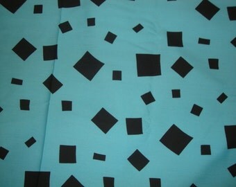 Vintage KLOPMAN MILLS Gabardine Style Dress Weight Fabric Blue with Multi Size Black Squares 45 Inches Wide Selling by the Yard