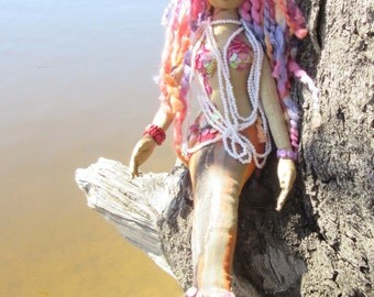 River mermaid, OOAK fantasy figure art doll