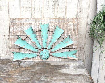Wood and Metal Windmill, Farmhouse Decor, Metal Windmill Wall Decor, Windmill Wall Art, Rustic Wall Decor Windmill, Windmill, Shabby Chic