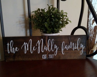 Family Name Wood Sign | Last Name Established Sign | Family Established Wood Sign | Name Wood Sign | Home Decor | Wedding Gift | New Home