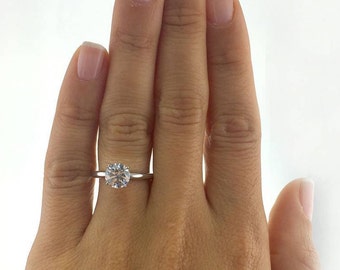215 carat round cut diamond engagement ring 14k white gold 4 prong wedding - Big Diamond Wedding Rings 215 carat round cut diamond engagement ring 14k white gold 4 prong wedding - Big Diamond Wedding Rings