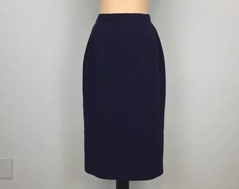 Navy Blue Skirt Straight Pencil Skirt Minimalist Clothing Womens Skirts Midi Dark Blue Skirt FREE SHIPPING Size 8 Medium Womens Clothing
