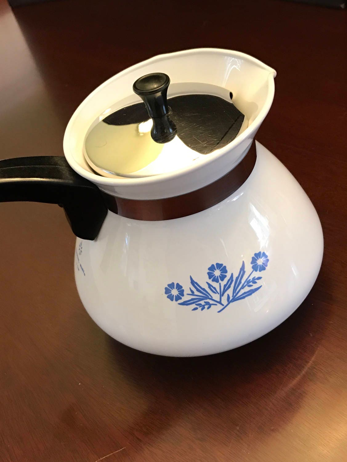 Cornflower Blue Corning Ware Tea Kettle Hot Server 6 Cup