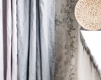 Light elephant grey. Washed linen curtains/ linen drapes in light elephant grey