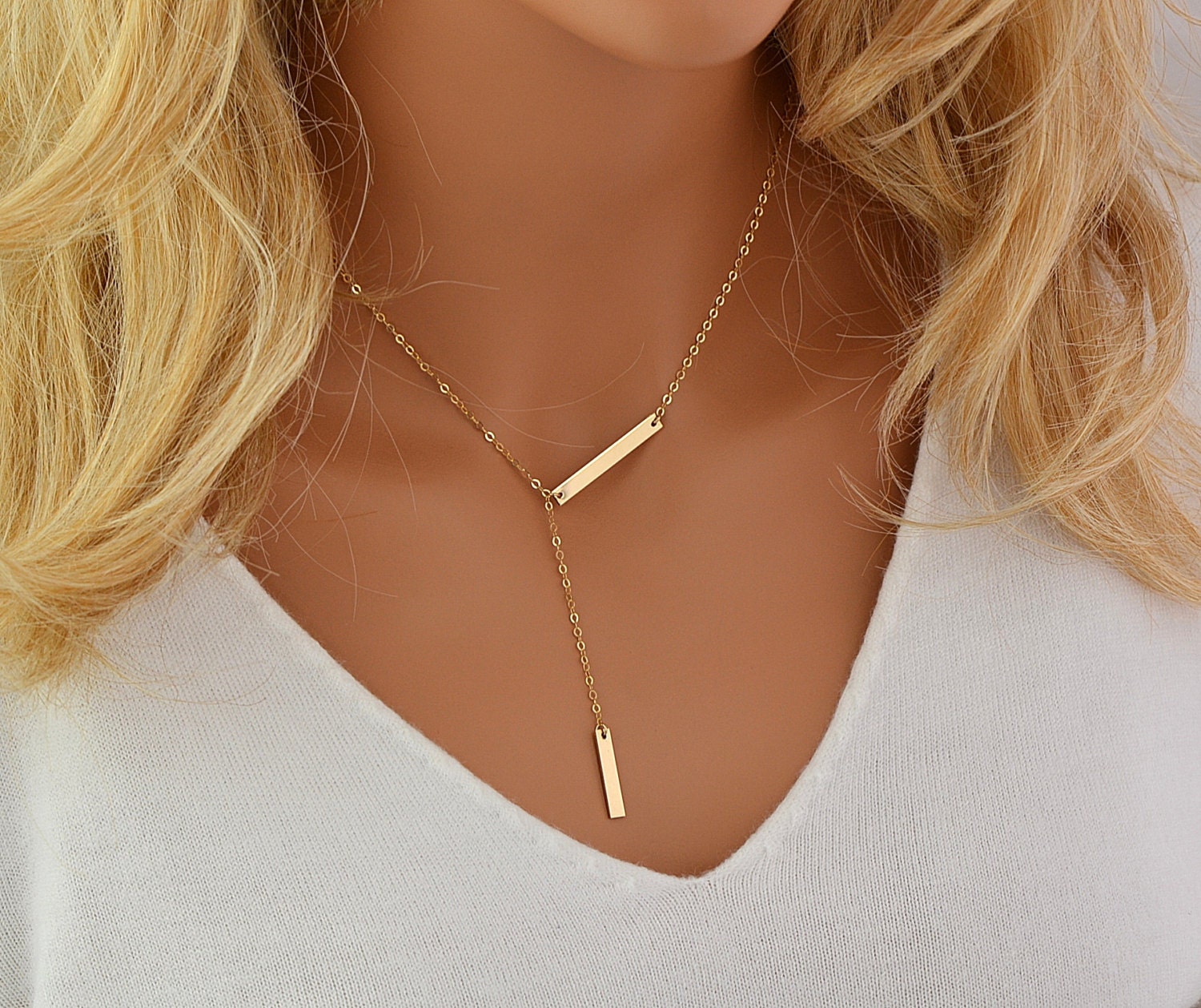 Delicate Y Necklace Gold Lariat Necklace Layering Necklace 4408