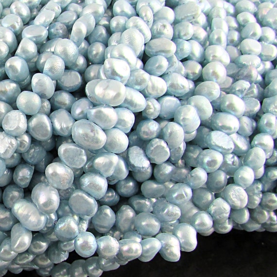 Light Blue Button Pearls Cultured Freshwater Pearls 4mm5mm