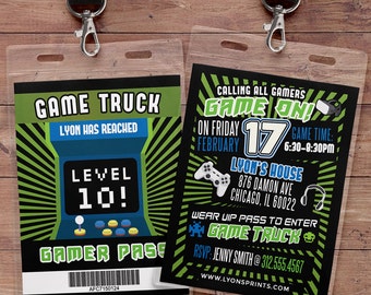 Video Game Invitation | Game Truck Party Invitations | Video Game Party Invitations | Boy Birthday Invitation | Game Truck Invitation, VIP