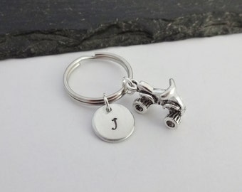 Quad Bike Keyring, Initial Keyring, Quad Bike Keychain, Hand Stamped Keyring, Quad Bike Gift, Charm Keyring, Personalised Keyring, Farm