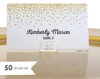 50 Wedding Place Cards- Escort Card- Gold Wedding Place Cards- Wedding Name Cards- Gold Place Cards- Gold Placecards- Wedding Tent Cards