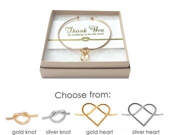 Silver/Gold Knot Bracelet- Thank You for Helping Me Tie the Knot- Knot Bracelet Bridesmaid- Bridesmaid Thank You Gift- Tie the Knot Bracelet