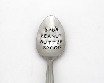 Dad's Peanut Butter Spoon Hand Stamped Spoon Stainless Steel Silverware, Unique Birthday Gifts For Dad For Husband Christmas Gifts From Kids