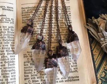 Raw Quartz Necklace Raw Crystal Jewelry Natural Healing Crystal Pendant Bohemian Necklace Gypsy Necklace Druzy Crystal Jewelry
