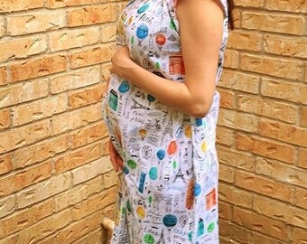 Maternity~Labor and Delivery~Hospital~Nursing Gown~Snaps~Skin to Skin~Pocket
