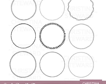 Circle Frame Clip Art, Frame Clip Art, Doodle Clip Art, Circle Clipart, Hand Drawn Clip Art, Black and White, Digital Stamp, Digital Frames