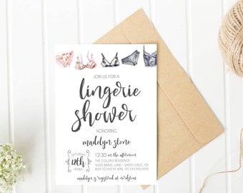 Lingerie shower invitation, Lingerie Bridal Shower, Bachelorette party invitations, Lingerie Party, Bridal Shower invite, Digital Printed