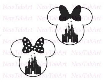 Minnie Mouse svg disney svg files for Cricut castle minnie head svg Castle in Minnie Head Vector Cut Files for Silhouette