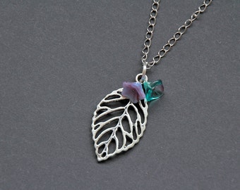 Collier leaf : feuille nature fleurs