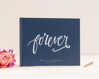 Custom Photo Album horizontal wedding guest book personalized photo album navy wedding photo album wedding scrapbook wedding photo album