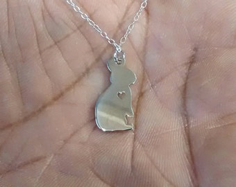 Rabbit Necklace - Engrave Pendant - Sterling Silver Jewelry - Gold Jewelry - Rose Gold Jewelry - Personalized Pet Jewelry - Animal Charm