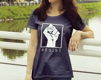 Feminist Shirt: "RESIST" Protest and Resistance Shirt (multiple colors) by Fourth Wave feminist apparel, handmade, soft, great gift!