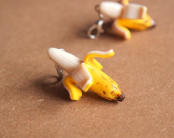 Banana Charm - Miniature Food Jewelry, Polymer Clay Food. Exotic Fruit. Miniature Banana. Banana Fruit Jewelry.