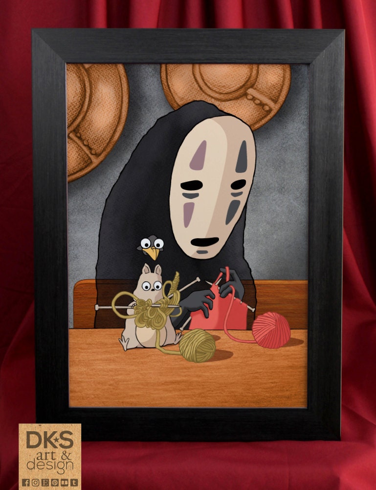 Studio Ghibli's Spirited Away No Face Knitting A4 Colour