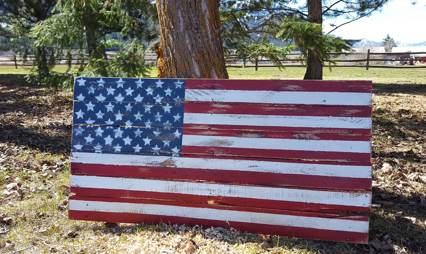 Rustic Wood American Flag Wood Flag Pallet Flag Rustic