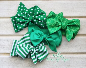 St Patricks Day Baby Head Wraps, St. Patrick's Day First Birthday, St. Patrick's Day Bow Headband Infant, Kelly Green Headwrap, Irish Green