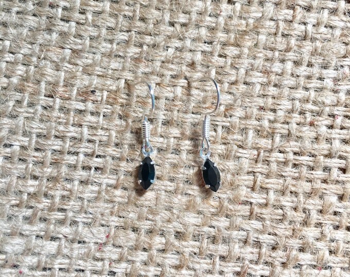 Black Jewel Earrings, Swarovski Earrings, Rhinestone Earrings, Black Gem Earrings, Crystal Earrings, Navette Earrings, Black Crystal Drops