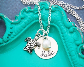 SALE • Turtle Necklace • Charm Turtle Jewelry Bridesmaid Gift Turtle • Silver Beach Jewelry • Sea Turtle Necklace Wedding •Beach Hawaii Gift