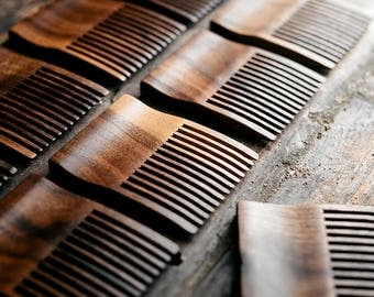 BEARD COMB: Handcrafted Wood Beard Comb (Solid Walnut Wood) - Walnut Beard Comb, Wooden Hair Comb, Beard Care Made in Canada, Gift for Him