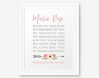 Personalized Baptism Printable, Before you were born, Custom Baptism Sign, Baptism Gift, Girl, Baptism Party, Baptism Decorations