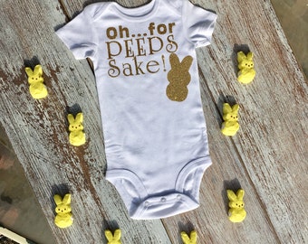 My first Easter outfit, baby girls first Easter, Easter onesie, bunny ears, 0h ...for peeps sake!!, little girl Easter outfit, Spring outfit