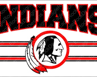 Indians with Indian Head SVG, DXF, EPS Cut File for Cameo and Cricut, Indians Svg, Football Svg, Basketball Svg, Instant Download