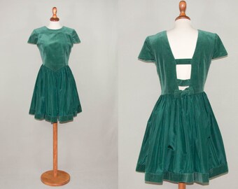 80s makes fifties dress / green short dress / bow dress / emerald green princess dress