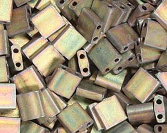 5/10g Miyuki Tila Two Hole Beads Matte Metallic Khaki Iris Tila TL2035 Bead 5x5mm Tila Bead