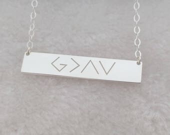 Silver God is Greater Than The Highs And Lows Necklace,God is Greater Necklace,Silver Christian Necklace,Christian Verse Bar Necklace