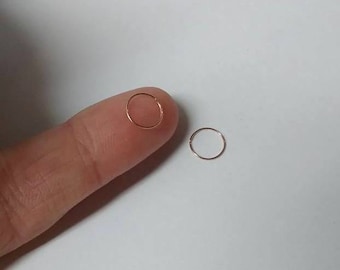 26G Extra EXTRA Super thin 14K Rose Gold, Sterling Silver, Yellow gold/Seamless Hoop Rings for Nose,Ear,Cartilage,Tragus,eyebrow,Thin/Snug