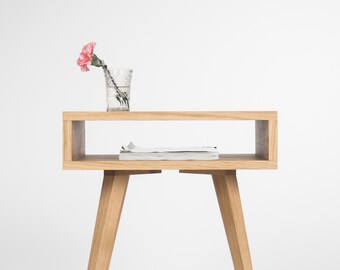 Nightstand, night stand, bedside table, bed side table, end table, side table, open shelf, scandinavian design, mid century modern