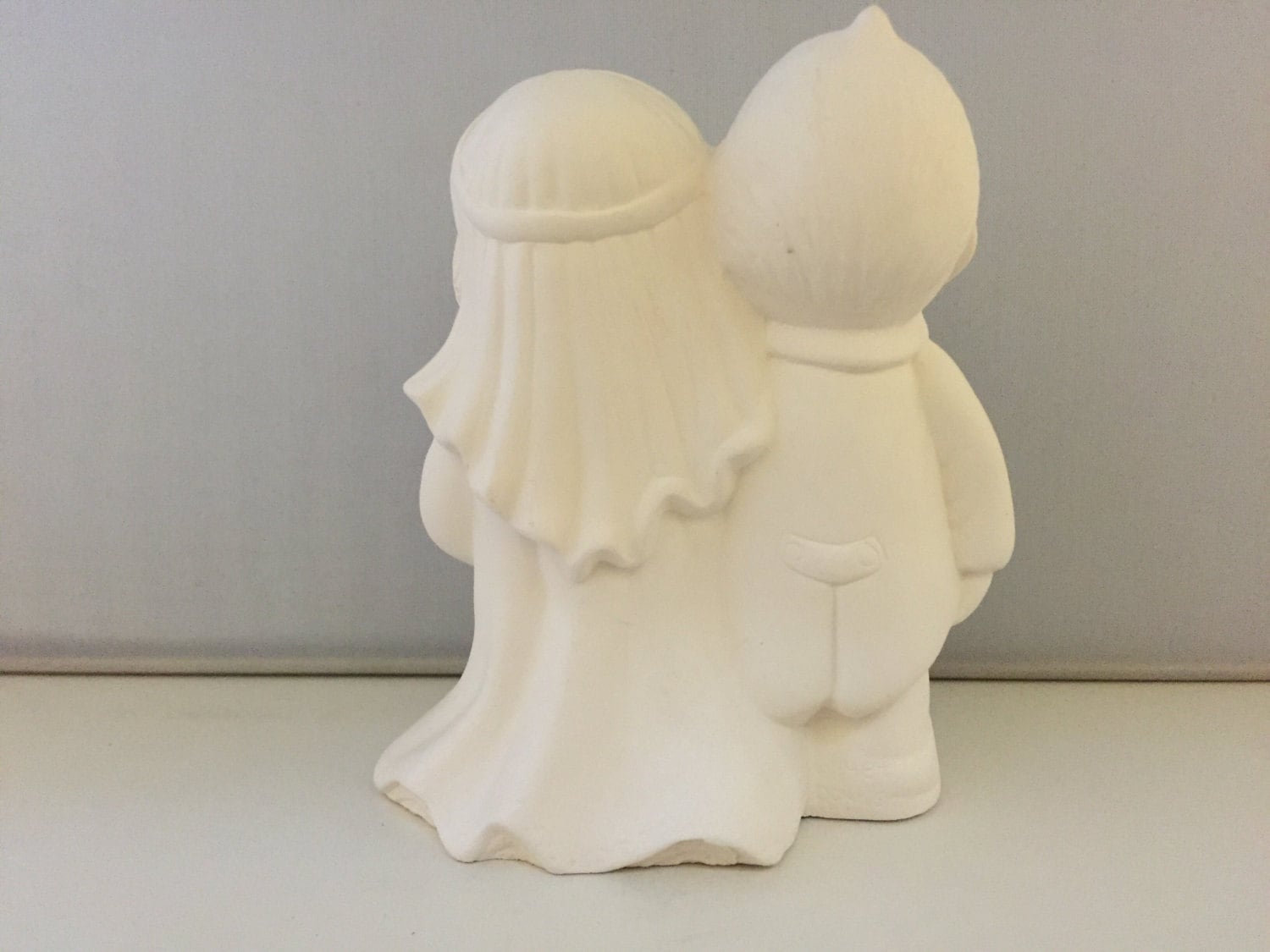 Ceramic Bride & Groom statue wedding topper ready to paint from